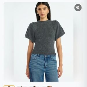 Scoop NYC Women's Puff Sleeve Lightweight Knit Sweater Top  charcoal